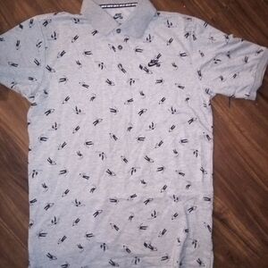 Nike Light Gray Men's Polo with Black Pattern